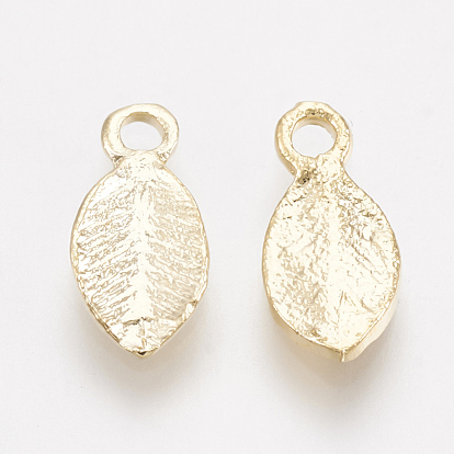 Brass Charms, Leaf, Real 18K Gold Plated