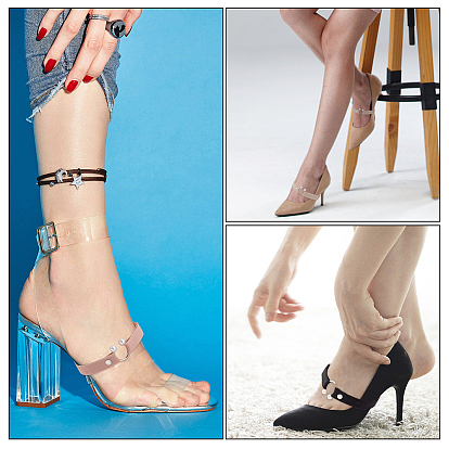 Бусины 4 пары 4 цветные нейлоновые пряжки для шнурков и 4 наборы клейких подушечек для каблука из пеноматериала, шнурки для обуви на высоких каблуках, с пластиковыми бусинами и застежкой из платинового железа