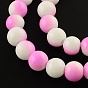 Deux couleurs rangées de perles de verre peinte cuisson, ronde
