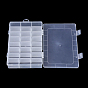Recipientes de almacenamiento de cuentas de plástico, caja divisoria ajustable, 24 extraíbles compartimentos, Rectángulo