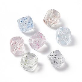 Transparent Acrylic Beads, with Dried Flower Petal, Square