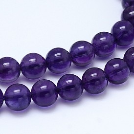 Natural Amethyst Round Bead Strands, Grade AA+