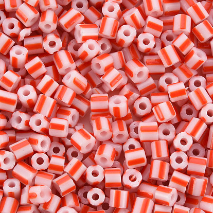 Glass Bugle Beads, Opaque Colours Seep, Round Hole