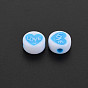 Craft Style Acrylic Beads, Flat Round with Heart & Word Love