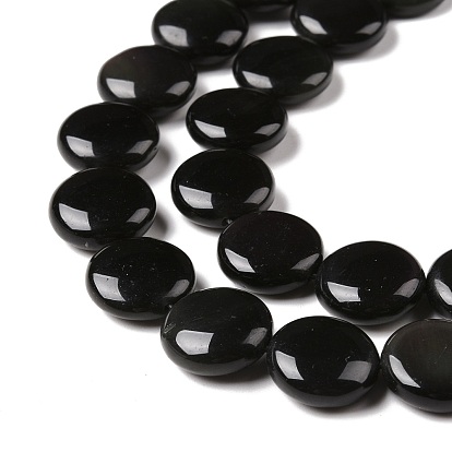 Obsidienne naturelle perles brins, plat rond