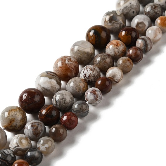 Perles en agate mexicaine naturelle, ronde