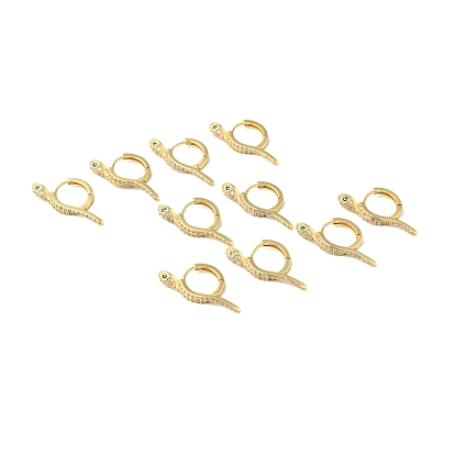 Green Cubic Zirconia Snake Hoop Earrings, Brass Jewelry for Women, Cadmium Free & Nickel Free & Lead Free