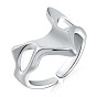 925 Sterling Silver Twist Heart Open Cuff Ring, Hollow Wide Ring for Women