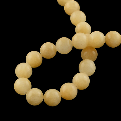 Round Natural Yellow Jade Beads Strands