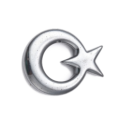 Non-magnetic Hematite Pendants, Round Ring with Star Charms