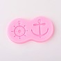 Helm and Anchor Design DIY Food Grade Silicone Molds, Fondant Molds, For DIY Cake Decoration, Chocolate, Candy, UV Resin & Epoxy Resin Jewelry Making, 45x82x8mm