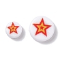 Perles acryliques imprimés opaques, plat et circulaire avec étoile