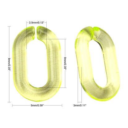 Transparent Acrylic Linking Rings, Quick Link Connectors, For Jewelry Cable Chains Making, Oval