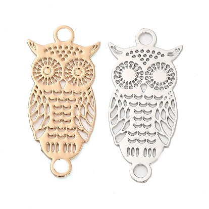 Long-Lasting Plated Brass Connector Charms, Hollow Owl Links