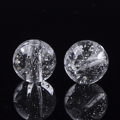 Transparent Acrylic Beads, with Glitter Beads, Round