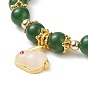 Bracelet extensible perlé de pierres précieuses naturelles avec breloques lapin en verre pour femme