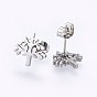 304 Stainless Steel Jewelry Sets, Stud Earrings and Pendant Necklaces, Tree