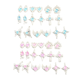 Kit de búsqueda de fabricación de joyas de bricolaje, incluyendo 18 piezas 9 aleación de estilo con colgantes de vidrio y dijes de conector, corazón, flor, estrella, cruz, mariposa y huella de perro