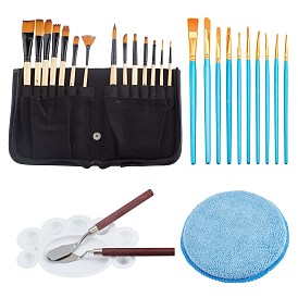 ARRICRAFT 27pcs Drawing Kits, Including Nylon Brushs, Plastic Watercolor Oil Palette, Oil Painting Scraper Knife, Polishing Sponge Pad