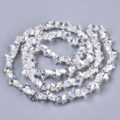 Electroplate Glass Beads Strands, Star