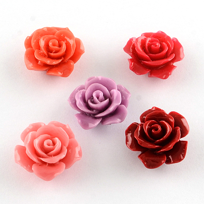 Dyed Flower Synthetical Coral Beads, 15x8.5mm, Hole: 1mm