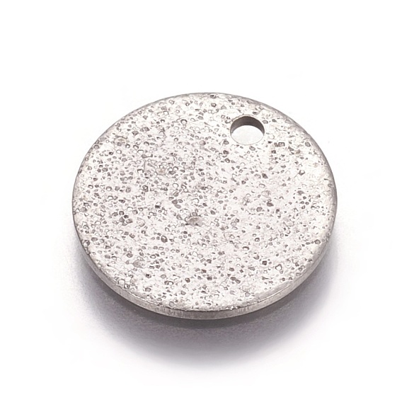 Ion Plating(IP) 304 Stainless Steel Textured Pendants, Flat Round