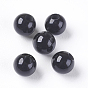 Perles d'onyx noir naturel, la moitié foré, teints et chauffée, ronde