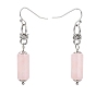 Natural Gemstones Dangle Earrings, with 304 Stainless Steel Earring Hooks, Column, Stainless Steel Color