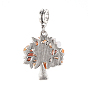Antique Silver Plated Alloy European Dangle Charms Sets, Large Hole Pendants, with Natural & Synthetic Gemstone Chip Beads, Tree