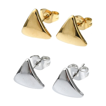 304 Stainless Steel Stud Earrings, Plain Triangle