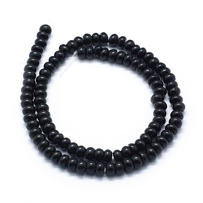 Synthétiques pierre noire brins de perles, rondelle