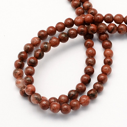 Natural Sesame Jasper/Kiwi Jasper Round Beads Strands, 4.5mm, Hole: 1mm, about 96pcs/strand, 14.9~15.1 inch(38~38.5cm)