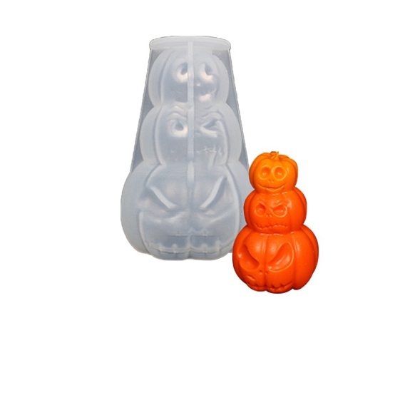 DIY Halloween 3 Pumpkin Jack-O'-Lantern Candle Silicone Molds, for Scented Candle Making