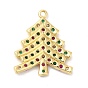 Rack Plating Brass Pave Cubic Zirconia Pendants, Long-Lasting Plated, Cadmium Free & Lead Free, Christmas Tree
