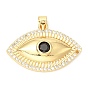 Rack Plating Brass Micro Pave Cubic Zirconia Pendants, with Glass, Long-Lasting Plated, Lead Free & Cadmium Free, Evil Eye