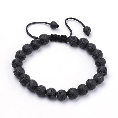 Bracelets de perles tressées en pierre de lave naturelle