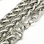 Fashionable 304 Stainless Steel Wheat Chain Necklaces for Men, with Lobster Claw Clasps, 29.92 inch (760mm)x10mm