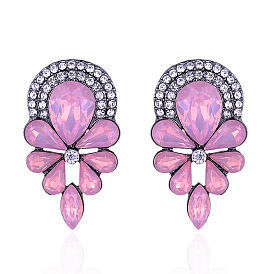 Luxury Crystal Peacock Earrings with Elegant and Graceful Charm, Diamond-encrusted Protein Stone Studs
