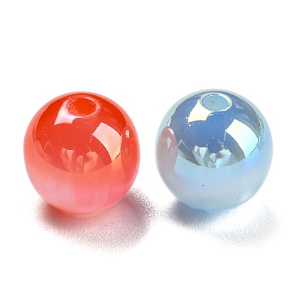 UV Plating Iridescent Opaque Acrylic Beads, Round