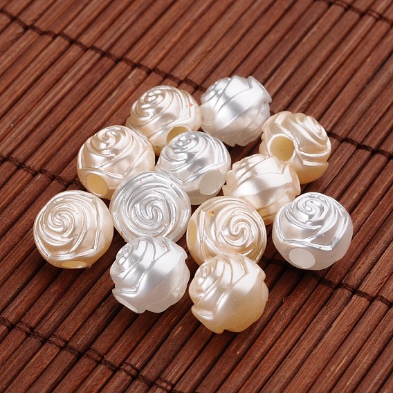 Acryliques perles imitation de perles, fleur, 12x10.5mm, trou: 3.5 mm, environ 840 pcs / 500 g