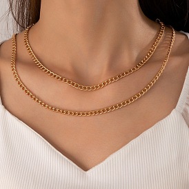 Комплект многослойного женского ожерелья-цепочки с геометрическим узором в стиле панк — универсальный и шикарный