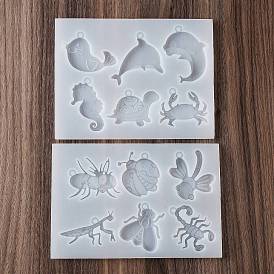 Sea Animals/Insects DIY Silicone Pendant Molds, Resin Casting Molds, For UV Resin, Epoxy Resin Decoration Making