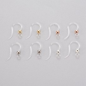 Eco-Friendly Plastic Earring Hooks, with 304 Stainless Steel Beads and Horizontal Loop, Round