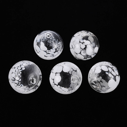 Transparent Handmade Blown Glass Globe Beads, Round