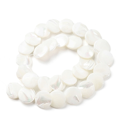 Brins de perles de coquille de trochid / trochus shell, plat rond