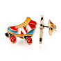 Alloy Enamel Brooches, Enamel Pin, with Brass Butterfly Clutches, Roller Skates, Light Gold, Cadmium Free & Nickel Free & Lead Free