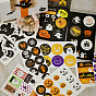 Halloween PVC Plastic Sticker Labels, Self-adhesion, for Suitcase, Skateboard, Refrigerator, Helmet, Mobile Phone Shell, Round, Halloween Themed Pattern