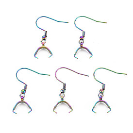 Rainbow Color 304 Stainless Steel Earring Hooks, with Ice Pick Pinch Bails