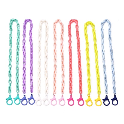 Персонализированные ожерелья-цепочки из акрила, цепочки для очков, цепочки для сумочек, с пластиковыми застежками в виде когтей лобстера