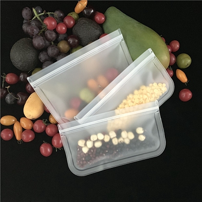 Bolsa con cierre hermético translúcida impermeable peva, bolsas de almacenamiento de alimentos reutilizables, para carne, frutas, verduras